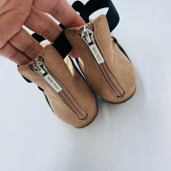 Nine West Opheliao Cream Beige Faux Suede Ankle Ballet Ballerina Flats - Picture 5 of 6